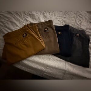 Dickies Men's Chinos in Brown, Navy, Tan, and Grey LOT OF 4